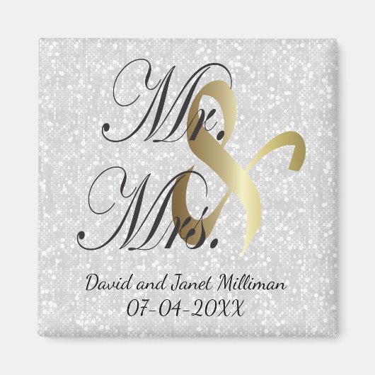 Bride & Groom | Mr & Mrs Wedding Keepsake Magneet (Voorkant)