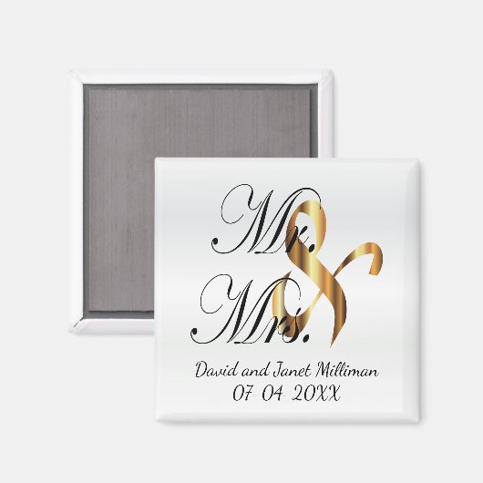 Bride & Groom | Mr & Mrs Wedding Keepsake Magneet (Voorkant / Achterkant)
