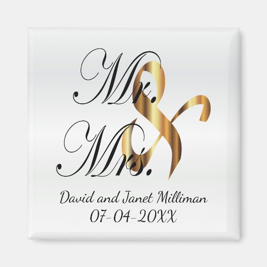 Bride & Groom | Mr & Mrs Wedding Keepsake Magneet (Voorkant)