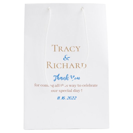 Bride & Groom Name Weddenschap Bedankt Medium Cadeauzakje (Voorkant)