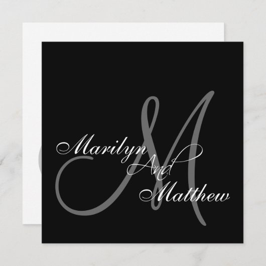 Bride Groom Names Monogram Wedding Invitations Kaart (Voorkant / Achterkant)