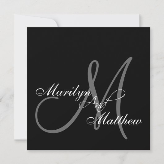 Bride Groom Names Monogram Wedding Invitations Kaart (Voorkant)