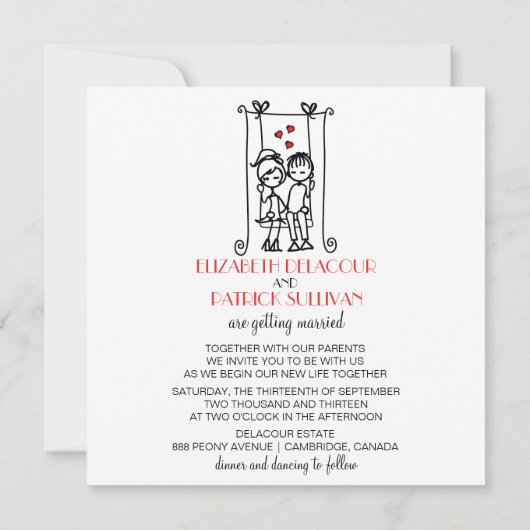 Bride & Groom over de uitnodiging voor het huwelij (Achterkant)