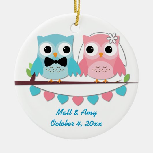 Bride, Groom Owl Ornament (Voorkant)