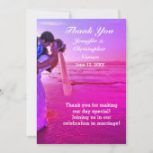 Bride & Groom Paars Sunset Beach Hartelijk dank Kaart (Voorkant)