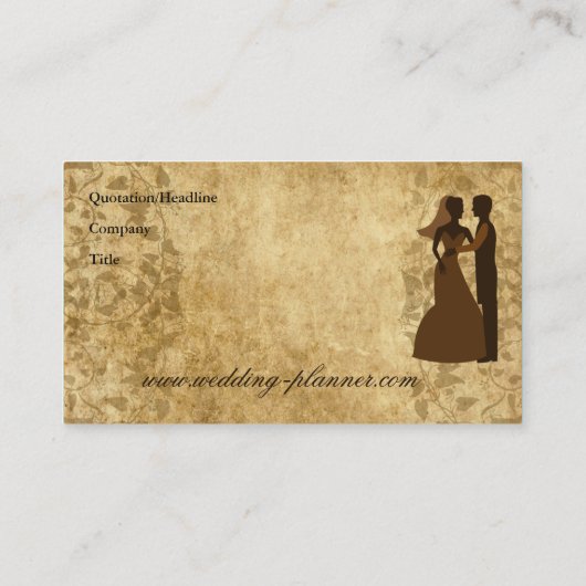  bride Groom Parchment bruiloft planner Visitekaartje (Achterkant)