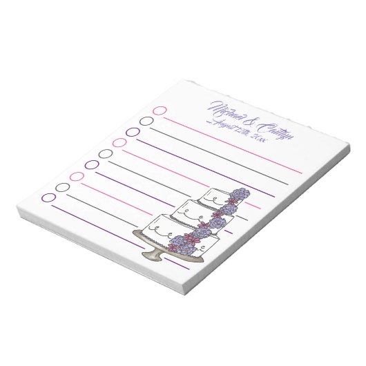 Bride Groom Personalized Floral Cake Wedding Favor Notitieblok (Linkerzijde)