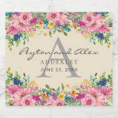 Bride Groom Pink Blue Yellow Wildbloemen Cream Bier Etiket (Enkel label)