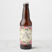 Bride Groom Pink Blue Yellow Wildbloemen Cream Bier Etiket (Voorkant)