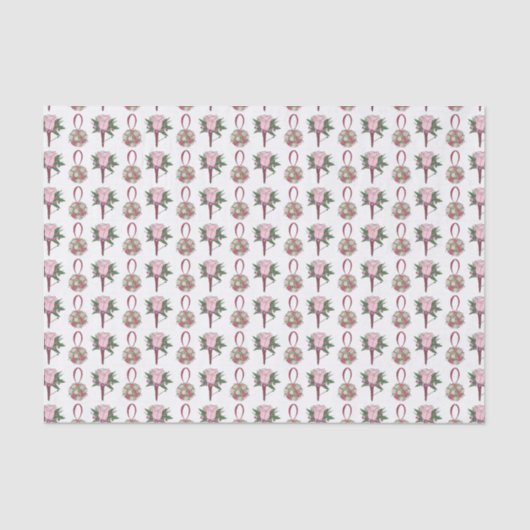Bride Groom Pink Rose Flower Floral Wedding Tissue Tissuepapier (Voorkant)