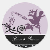 Bride & Groom Plum  Chirping Bird Sticker (Voorkant)