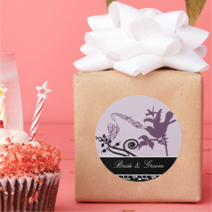 Bride & Groom Plum  Chirping Bird Sticker