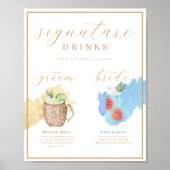 Bride & Groom Signature Drink Waterverf Cocktail Poster (Voorkant)
