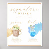 Bride & Groom Signature Drink Waterverf Cocktail Poster (Voorkant)