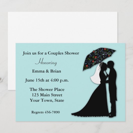 Bride Groom Silhouette Couples Shower Kaart (Voorkant / Achterkant)