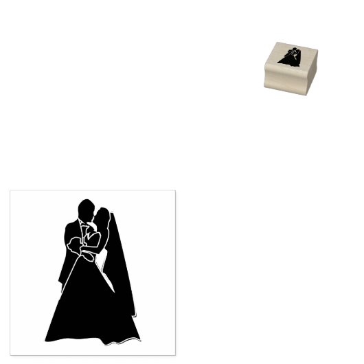Bride Groom Silhouette Wedding Rubberstempel (Gestempeld)