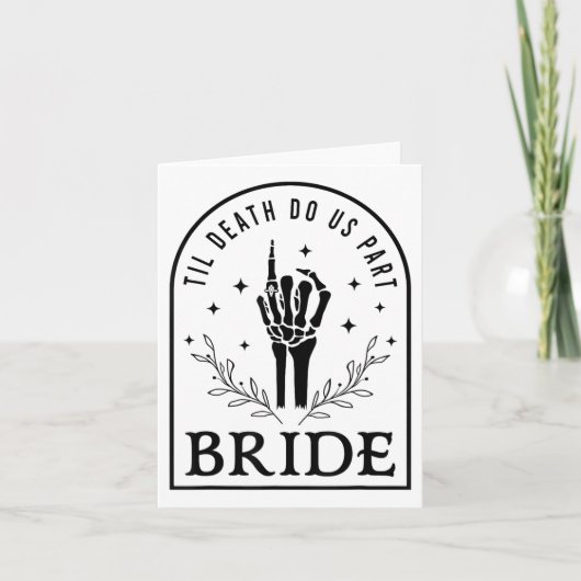 Bride Groom Skeleton Gothic Halloween Verloving W Kaart (Voorkant)