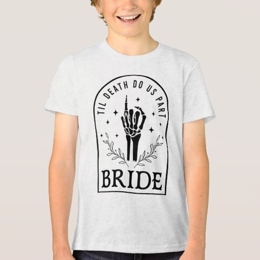 Bride Groom Skeleton Gothic Halloween Verloving W Tri-Blend Shirt (Voorkant)