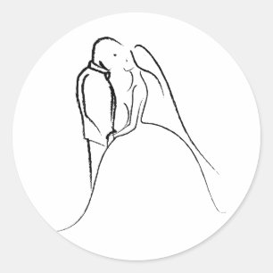 Bride & Groom Sketch Ronde Sticker