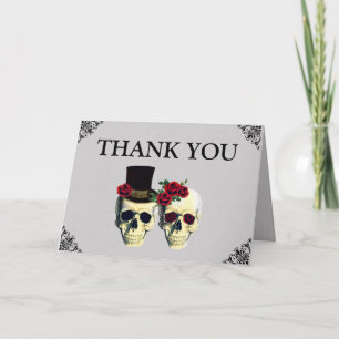 Bride & Groom Skull Weddenschap Hartelijk dank Bedankkaart