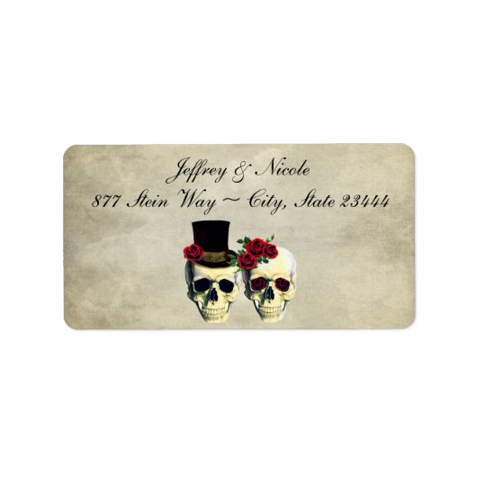 Bride & Groom Skull Wedding Etiket (Voorkant)
