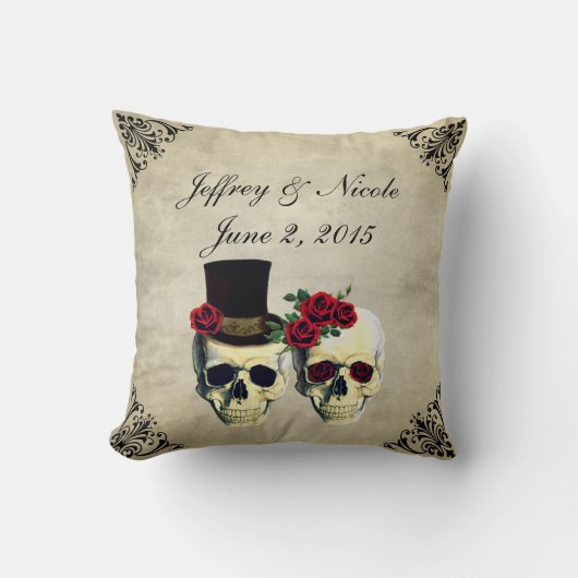 Bride & Groom Skull Wedding Kussen (Voorkant)