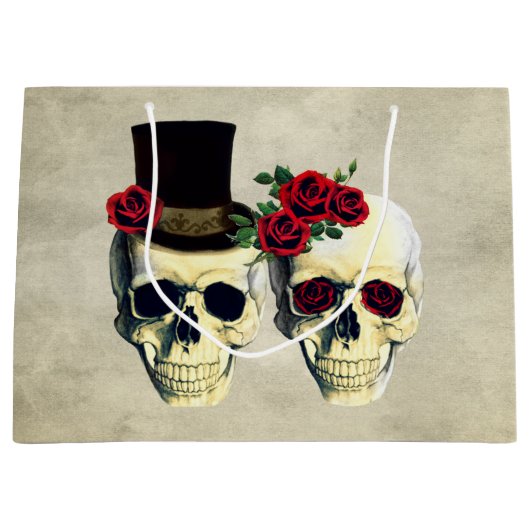 Bride & Groom Skull Wedding Large Cadeautasje (Voorkant)