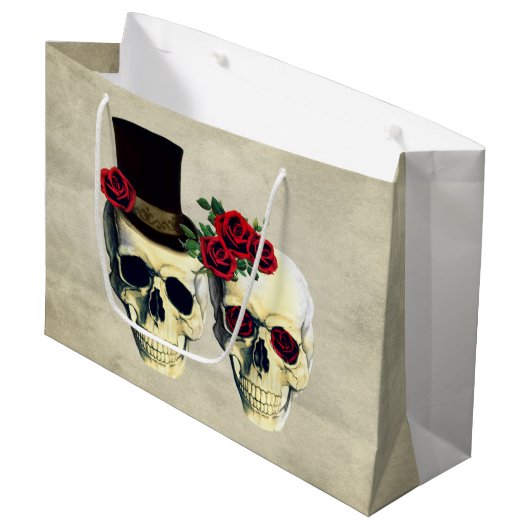 Bride & Groom Skull Wedding Large Cadeautasje (Voorkant Gekanteld)