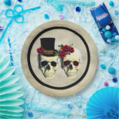 Bride & Groom Skull Wedding Papieren Bordje (Feest)