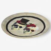 Bride & Groom Skull Wedding Papieren Bordje (Gekanteld)