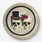 Bride & Groom Skull Wedding Papieren Bordje (Voorkant)