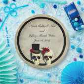 Bride & Groom Skull Wedding Papieren Bordje (Feest)