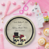 Bride & Groom Skull Wedding Papieren Bordje (Feest)