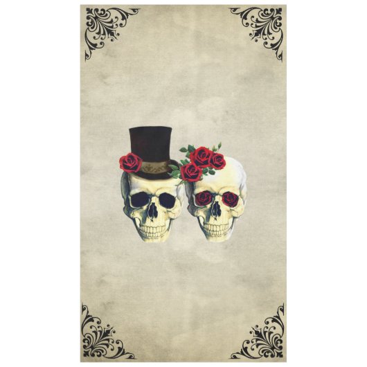 Bride & Groom Skull Wedding Tafelkleed (Voorkant)