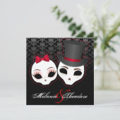 Bride & Groom Skullies (rood) Kaart (Staand voorkant)