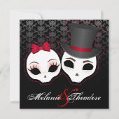 Bride & Groom Skullies (rood) Kaart (Voorkant)