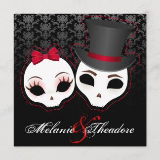 Bride & Groom Skullies (rood) Kaart