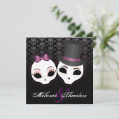 Bride & Groom Skullies (Violet) Kaart (Staand voorkant)