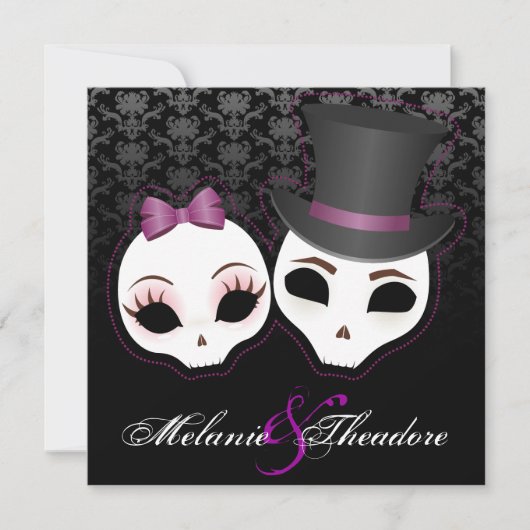 Bride & Groom Skullies (Violet) Kaart (Voorkant)