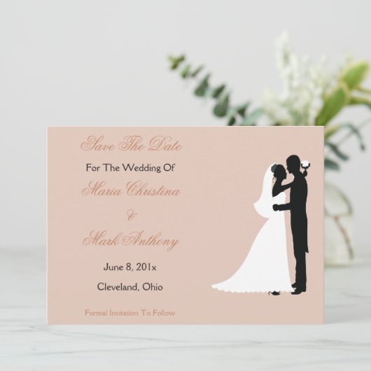 Bride Groom sparen de Aankondiging van de Datum (Staand voorkant)