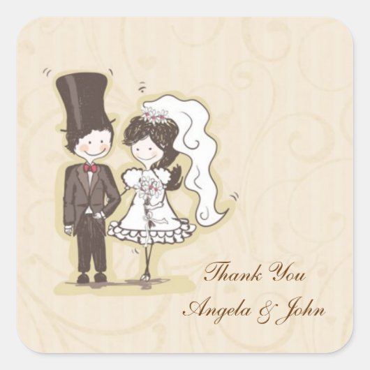 Bride Groom Stick Couple Label (Voorkant)