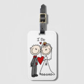 Bride & Groom Stick Figures Honeymoon I do Bagagelabel (Voorkant (verticaal))