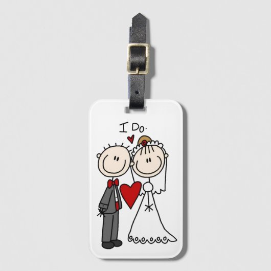 Bride & Groom Stick Figures Honeymoon I do Bagagelabel (Voorkant (verticaal))