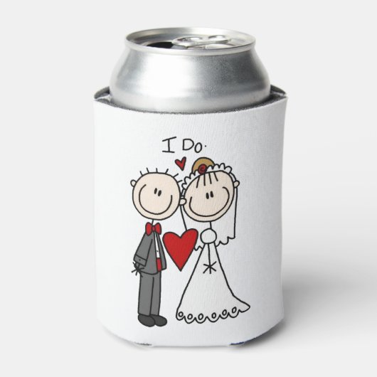 Bride & Groom Stick Figures Wedding I do Blikjeskoeler (Blikje Voorkant)