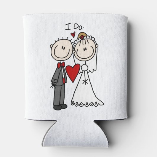 Bride & Groom Stick Figures Wedding I do Blikjeskoeler (Achterkant)