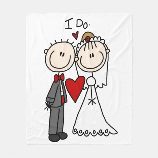 Bride & Groom Stick Figures Wedding I do Fleece Deken (Voorkant)