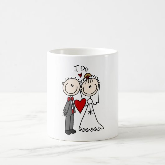 Bride & Groom Stick Figures Wedding I do Koffiemok (Center)