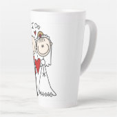 Bride & Groom Stick Figures Wedding I do Latte Mok (Rechterhoek)