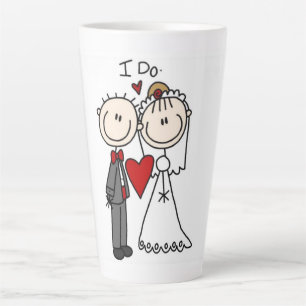 Bride & Groom Stick Figures Wedding I do Latte Mok