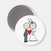 Bride & Groom Stick Figures Wedding I do Magneet (Voorkant / Achterkant)
